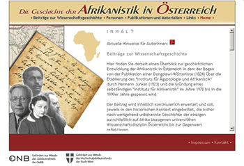 Website 'Geschichte der Afrikanistik in Österreich'